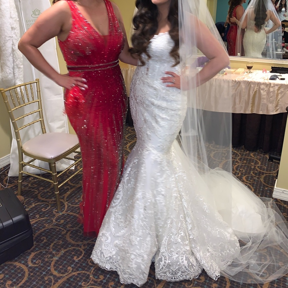 LARA red evening gown